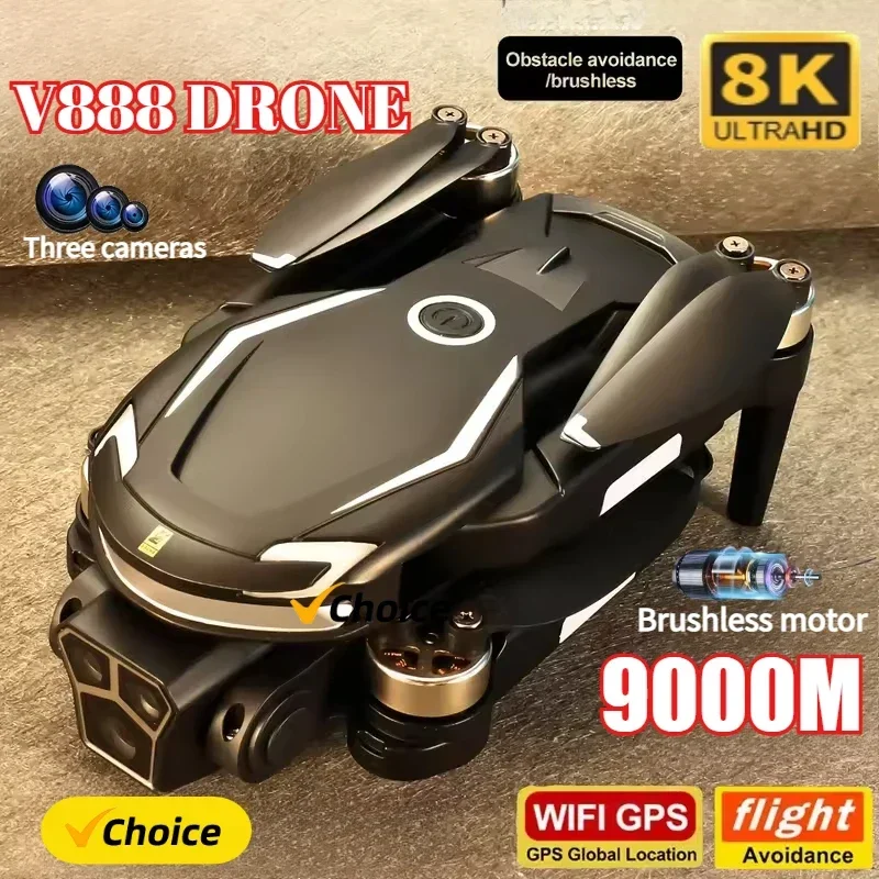 Drone Surveying - โดรนรุ่นใหม่ V888 8K GPS กล้องสามตัว ระดับมืออาชีพ