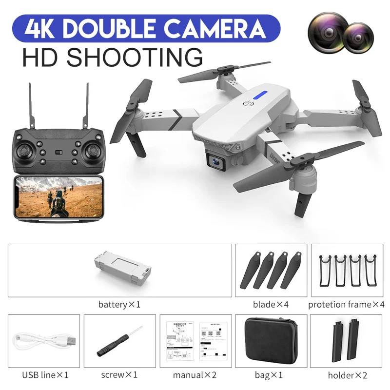 โดรนพับได้อัจฉริยะ E88 Pro รอง - Drone Cinematic บทวิจารณ์และราคา